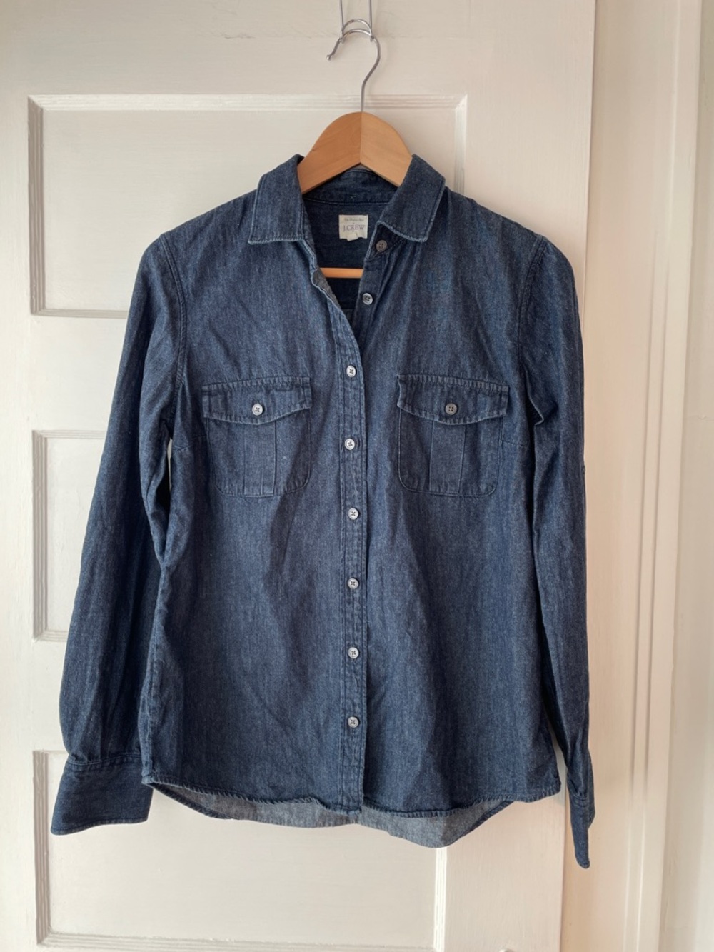 J. Crew Dark Denim Button-Up Perfect Shirt